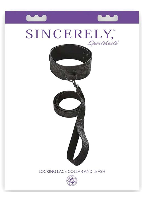 Load image 1 in gallery view. Sincerely Locking Lace Collar and Leash - Black