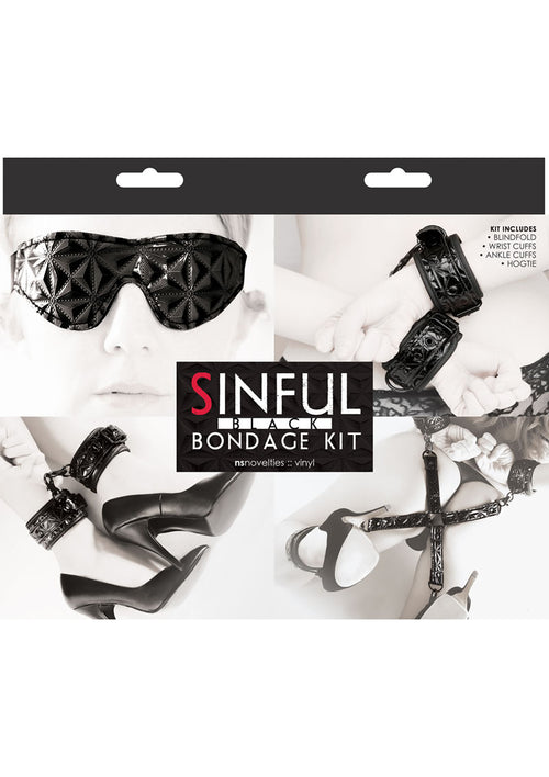 Load image 1 in gallery view. Sinful Bondage Vinyl Kit - Black - Set Of 4