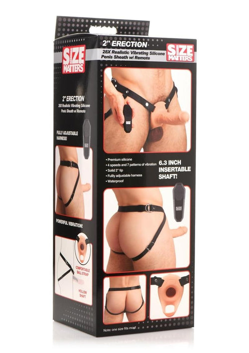 Load image 1 in gallery view. Size Matters 2 Erection 28x Realistic Vibrating Rechargeable Silicone Penis Sheath with Remote Control - Vanilla