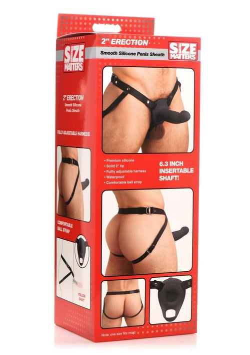 Load image 1 in gallery view. Size Matters 2 Erection Smooth Silicone Penis Sheath - Black