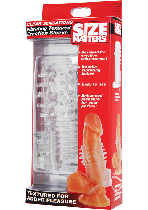 Load image 1 in gallery view. Size Matters Clear Sensations Vibrating Textured Erection Sleeve - Clear