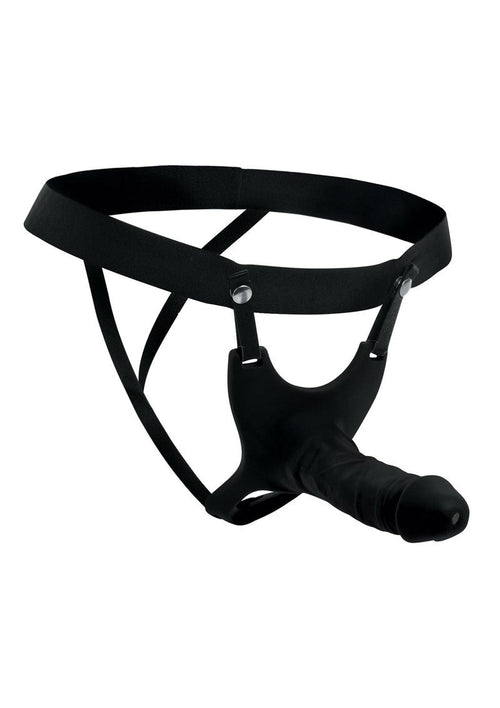 Load image 1 in gallery view. Size Matters Hollow Silicone Dildo Strap-On - Black