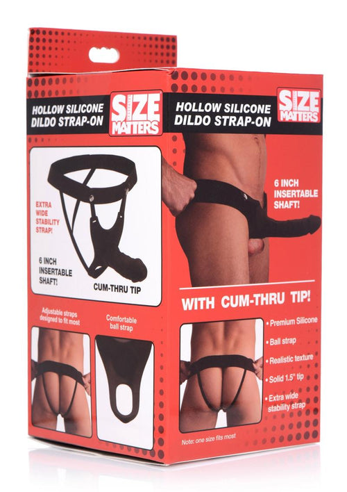 Load image 1 in gallery view. Size Matters Hollow Silicone Dildo Strap-On - Black