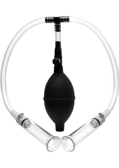 Load image 1 in gallery view. Size Matters Nipple Pumping System with Dual Cylinders - Black/Clear