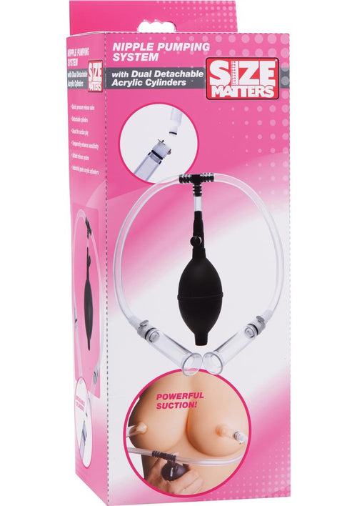 Load image 1 in gallery view. Size Matters Nipple Pumping System with Dual Cylinders - Black/Clear