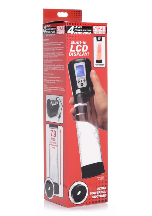 Load image 1 in gallery view. Size Matters Power Suction Penis Pump with Built- - Clear - Display