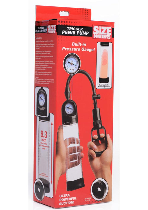 Load image 1 in gallery view. Size Matters Trigger Penis Pump with Built-In Pressure Gauge