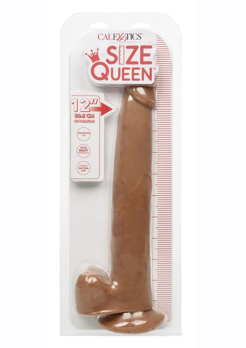Load image 1 in gallery view. Size Queen Dildo with Balls - Chocolate - 12in