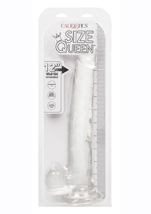 Load image 1 in gallery view. Size Queen Dildo with Balls - Clear - 12in