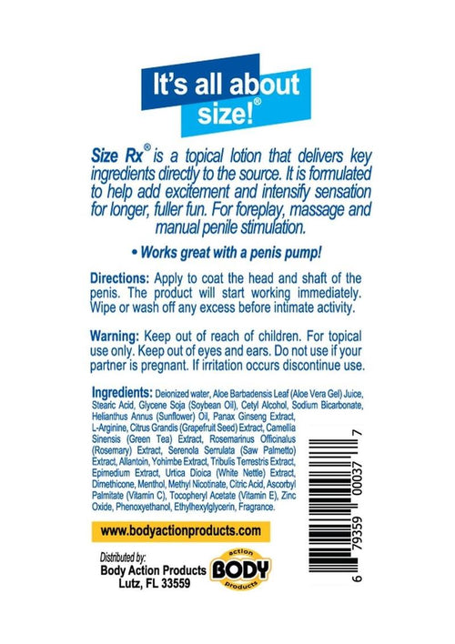 Load image 1 in gallery view. Size Rx Penile Enhancement Lotion - 4.5 Oz