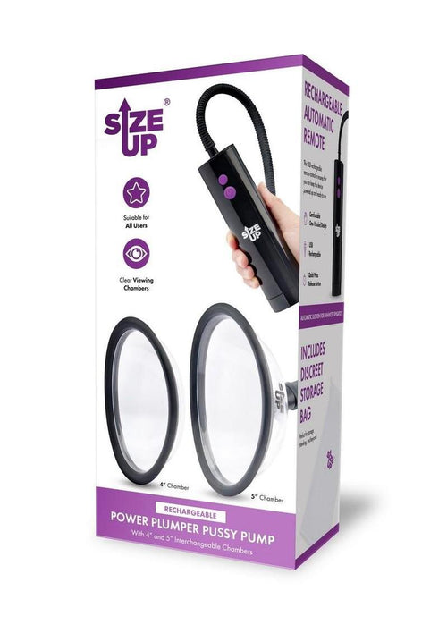 Load image 1 in gallery view. Size Up Rechargeable Pussy Pump Two Chambers - Black/Clear