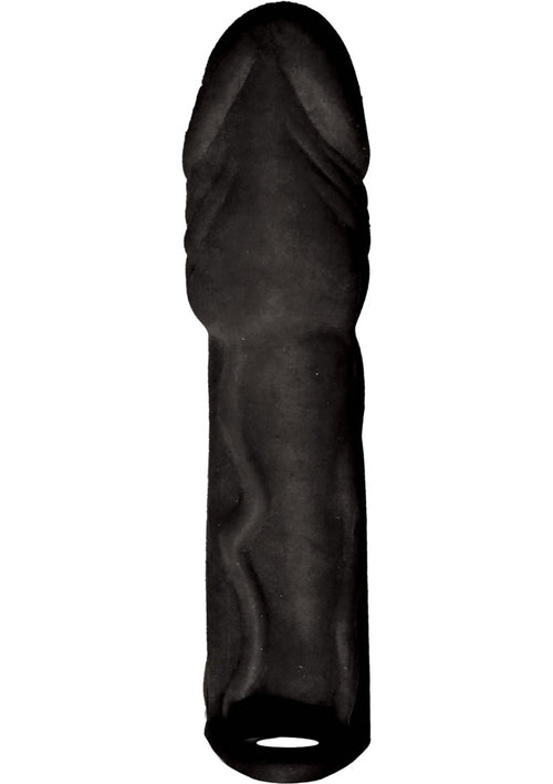 Load image 1 in gallery view. Skinsations Black Diamond Husky Lover Extension Sleeve with Scrotum Strap - Chocolate - 6.5in