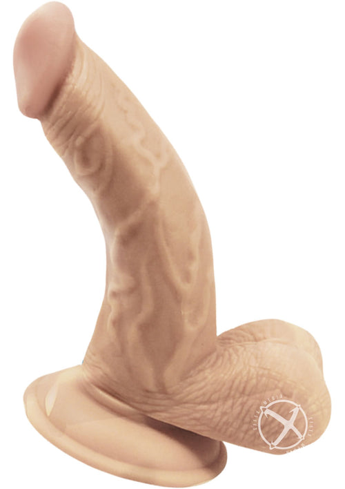 Load image 1 in gallery view. Skinsations Curve Ball Realistic Dildo with Suction Cup Waterproof - Flesh/Vanilla - 7in