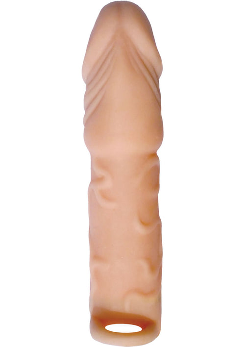 Load image 1 in gallery view. Skinsations Husky Lover Extension Sleeve with Scrotum Strap - Vanilla - 6.5in