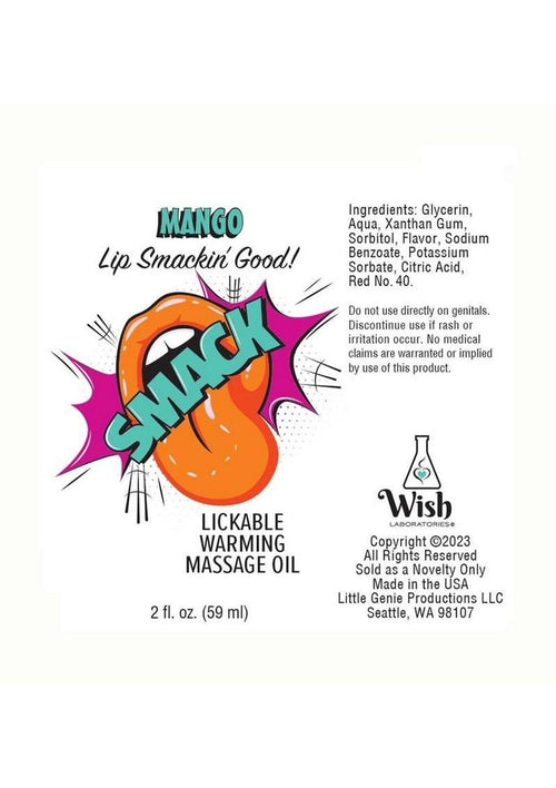 Load image 1 in gallery view. Smack Warming and Lickable Massage Oil 2oz - Mango