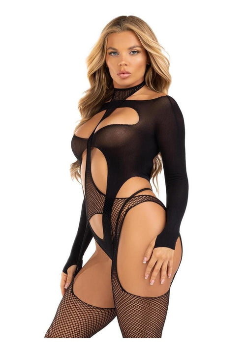 Load image 1 in gallery view. Spicy Suspender Bodystocking and Layered Opaque Cut - Out Teddy - Its Cassidy Bybee