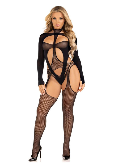 Load image 1 in gallery view. Spicy Suspender Bodystocking and Layered Opaque Cut - Out Teddy - Its Cassidy Bybee