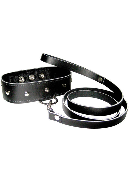 Load image 1 in gallery view. Sportsheets Leather Leash and Collar - Black