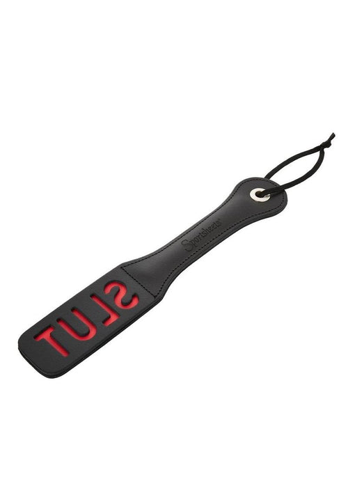 Load image 1 in gallery view. Sportsheets Leather Slut Impression Paddle - Black - 12in