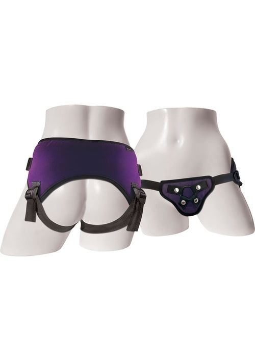 Load image 1 in gallery view. Sportsheets Lush Strap-On Harness - Black/Purple