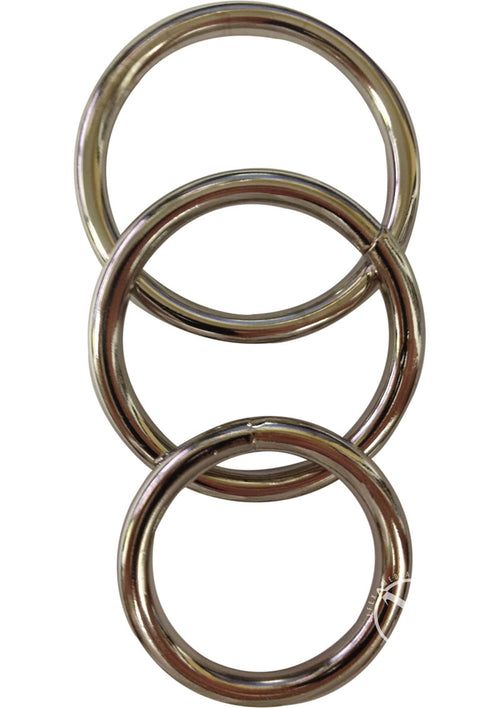 Load image 1 in gallery view. Sportsheets Metal O Ring Cock Ring - Metal/Silver - 3 Pack