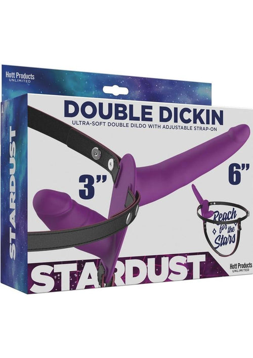 Load image 1 in gallery view. Stardust Double Dickin Silicone Double Dildo Strap-On - Purple