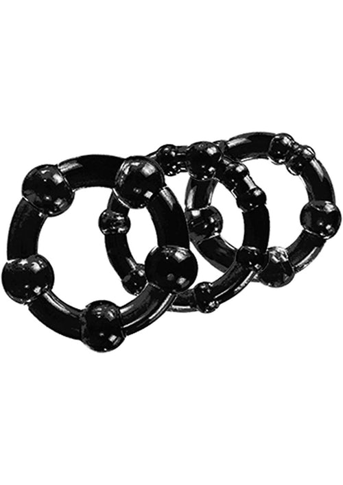 Load image 1 in gallery view. Stay Hard Beaded Cock Rings (3 Sizes - Black