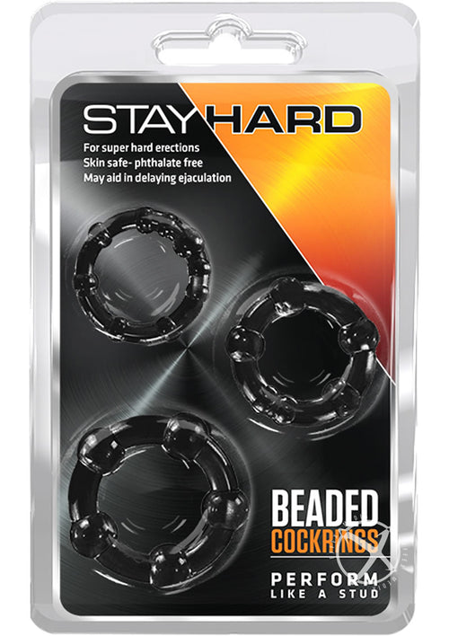 Load image 1 in gallery view. Stay Hard Beaded Cock Rings (3 Sizes - Black