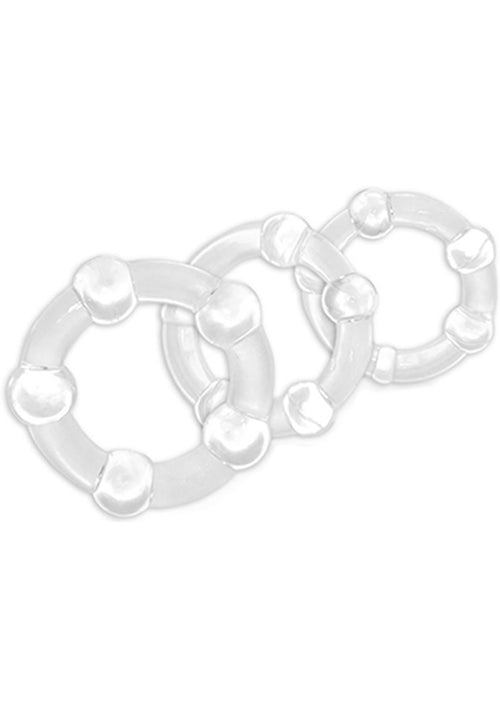 Load image 1 in gallery view. Stay Hard Beaded Cock Rings (3 Sizes - Clear