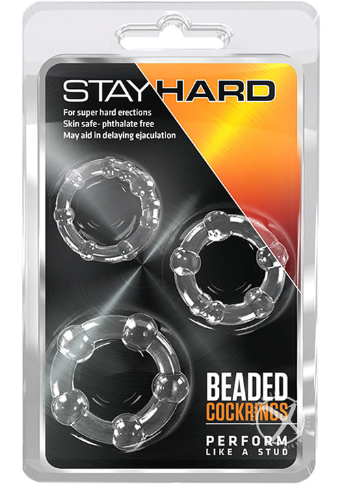 Load image 1 in gallery view. Stay Hard Beaded Cock Rings (3 Sizes - Clear