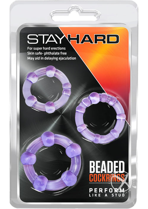 Load image 1 in gallery view. Stay Hard Beaded Cock Rings (3 Sizes - Purple