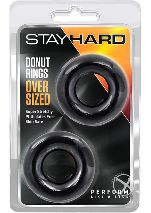 Load image 1 in gallery view. Stay Hard Donut Rings Oversized - Black - 2 Pack