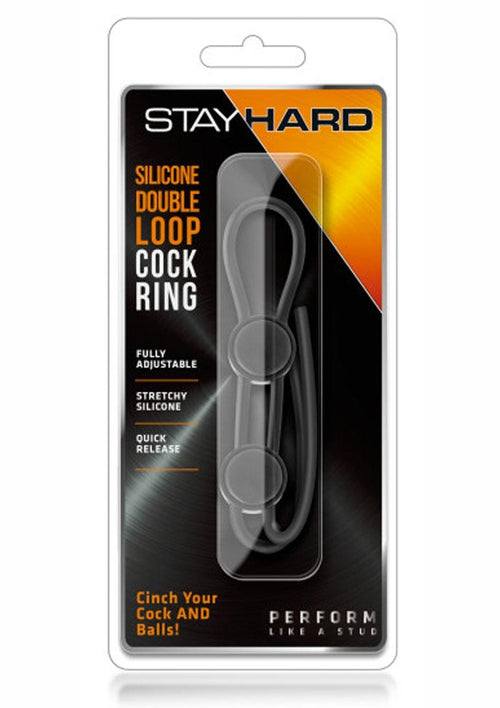 Load image 1 in gallery view. Stay Hard Silicone Double Loop Cock Ring - Black