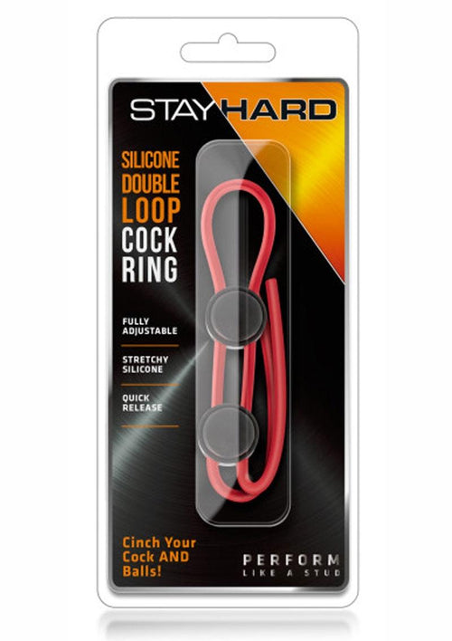 Load image 1 in gallery view. Stay Hard Silicone Double Loop Cock Ring - Red