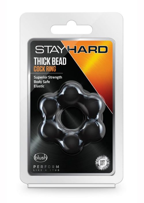 Load image 1 in gallery view. Stay Hard Thick Bead Cock Ring - Black
