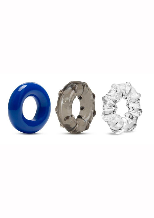 Load image 1 in gallery view. Stay Hard Triple Stretch Cock Rings - Assorted Colors/Multicolor - 3 Pack
