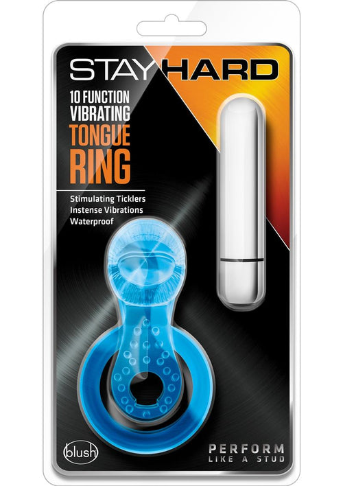 Load image 1 in gallery view. Stay Hard Vibrating Tongue Ring - Blue