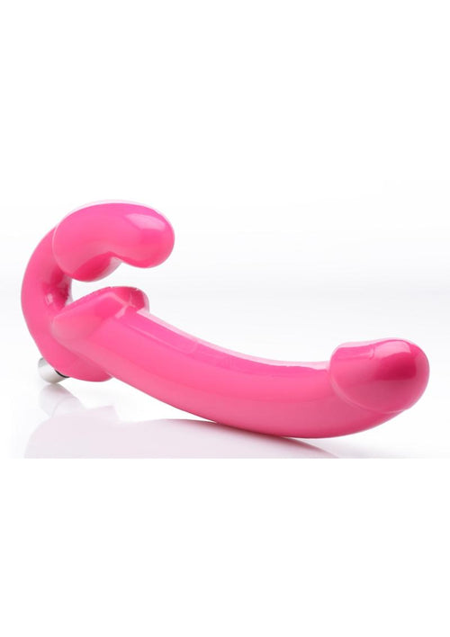Load image 1 in gallery view. Strap U 7x Revolver Slim Vibrating Strapless Strap-On Dildo - Pink