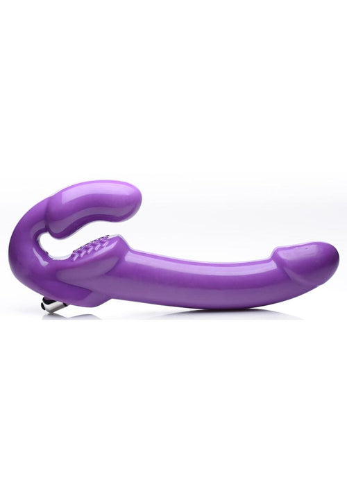 Load image 1 in gallery view. Strap U 7x Revolver Thick Vibrating Strapless Strap-On Dildo - Purple