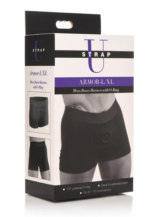 Load image 1 in gallery view. Strap U Armor Mens Boxer Harness with O-Ring - Black - Large/XLarge