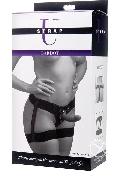 Load image 1 in gallery view. Strap U Bardot Elastic Strap-On Harness with Thigh Cuffs - Black