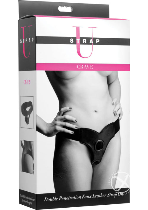 Load image 1 in gallery view. Strap U Crave Double Penetration Faux Leather Strap-On - Black