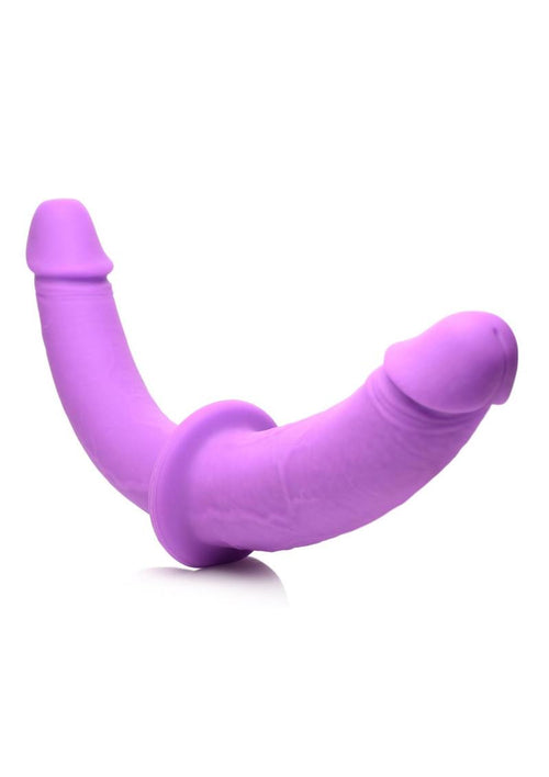 Load image 1 in gallery view. Strap U Double Charmer Silicone Double Dildo with Harness - Purple