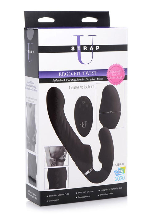 Load image 1 in gallery view. Strap U Ergo-Fit Twist Silicone Inflatable Rechargeable Strapless Strap-On - Black