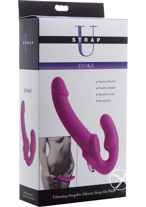Load image 1 in gallery view. Strap U Evoke Vibrating Silicone Strapless Strap-On - Pink