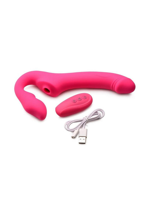 Load image 1 in gallery view. Strap U Licking Vibrating Rechargeable Silicone Strapless Strap-On with Remote Control STRAP U