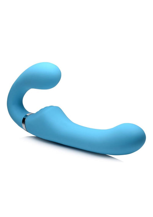 Load image 1 in gallery view. Strap U Mighty Rider 10x Silicone Rechargeable Strapless Strap-On - Blue