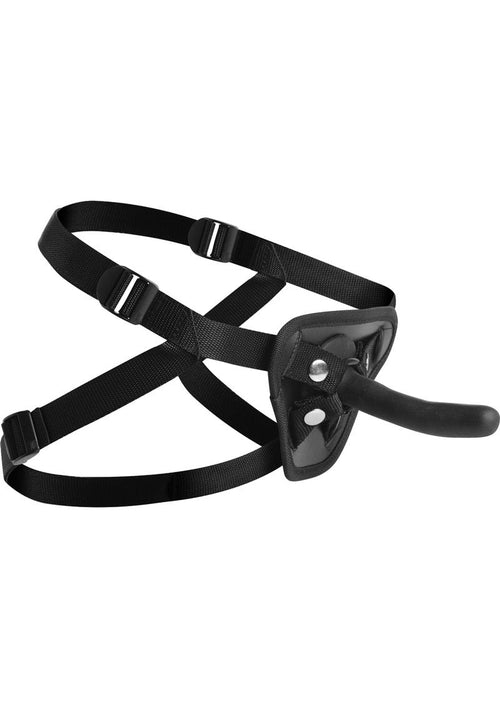 Load image 1 in gallery view. Strap U Pegged Pegging Silicone 5in Dildo with Harness - Black