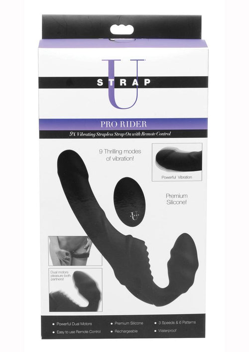 Load image 1 in gallery view. Strap U Pro Rider Rechargeable Silicone Strapless Strap-On with Remote Control - Black