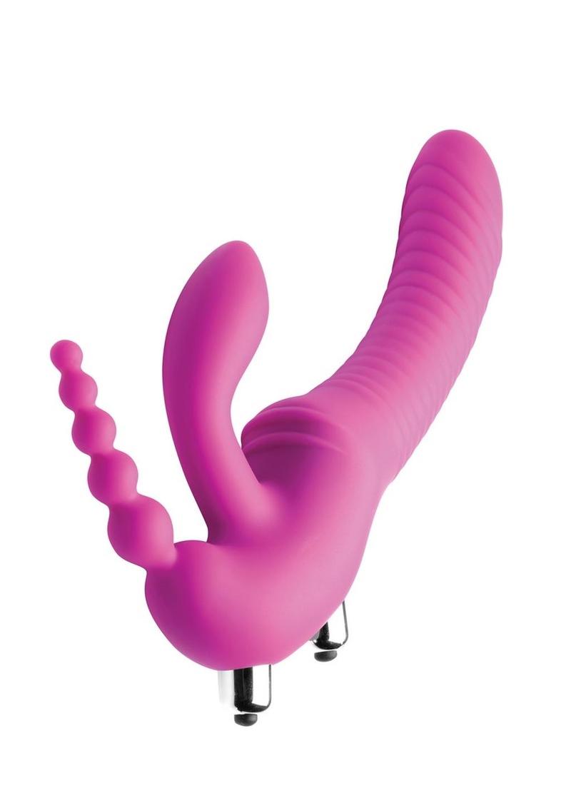 Strap U Regal Rider Vibrating Silicone Strapless Strap-On Triple G 6in Dildo STRAP U